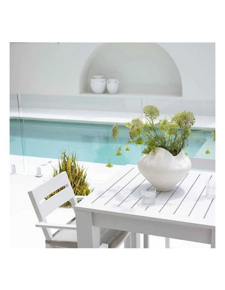 Santorini 0.9m Outdoor Square Aluminium Dining Table White image 2