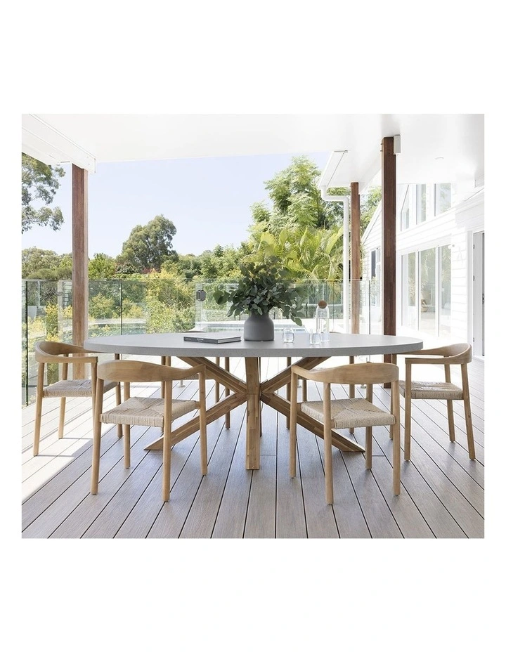 Tamarama Indoor Outdoor Oval Concrete Look Dining Setting with 6x Kotara Chairs image 6