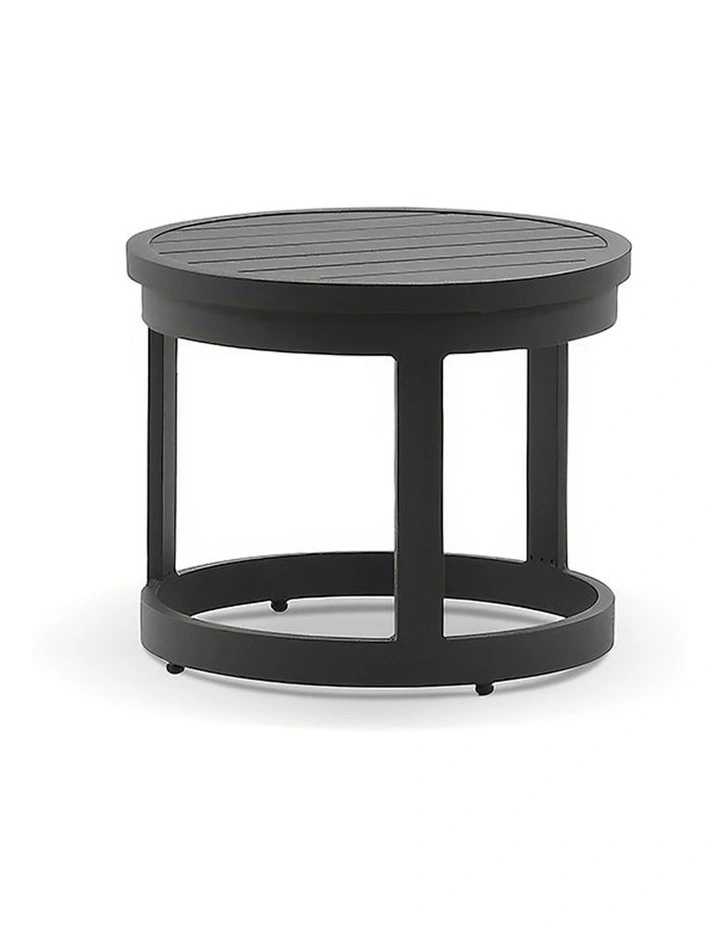 Santorini Round Outdoor Aluminium Side Table Set Charcoal image 2