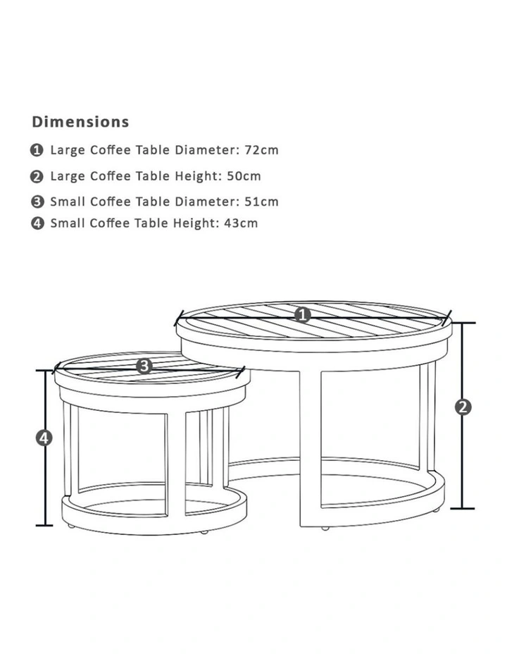 Santorini Round Outdoor Aluminium Side Table Set Charcoal image 3