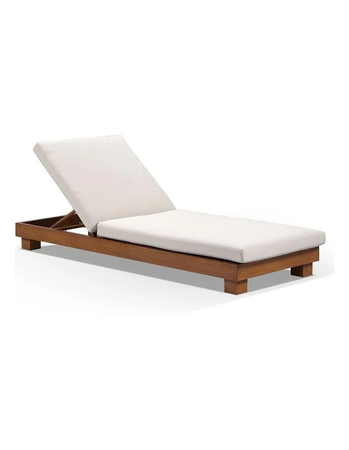 Santorini Aluminium Sun Lounge Set Teak Look With Sunbrella Canvas Cushion & Cushions image 2