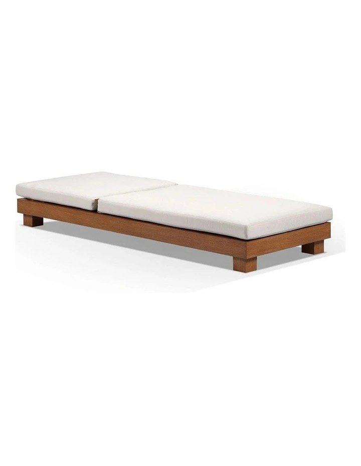 Santorini Aluminium Sun Lounge Set Teak Look With Sunbrella Canvas Cushion & Cushions image 3