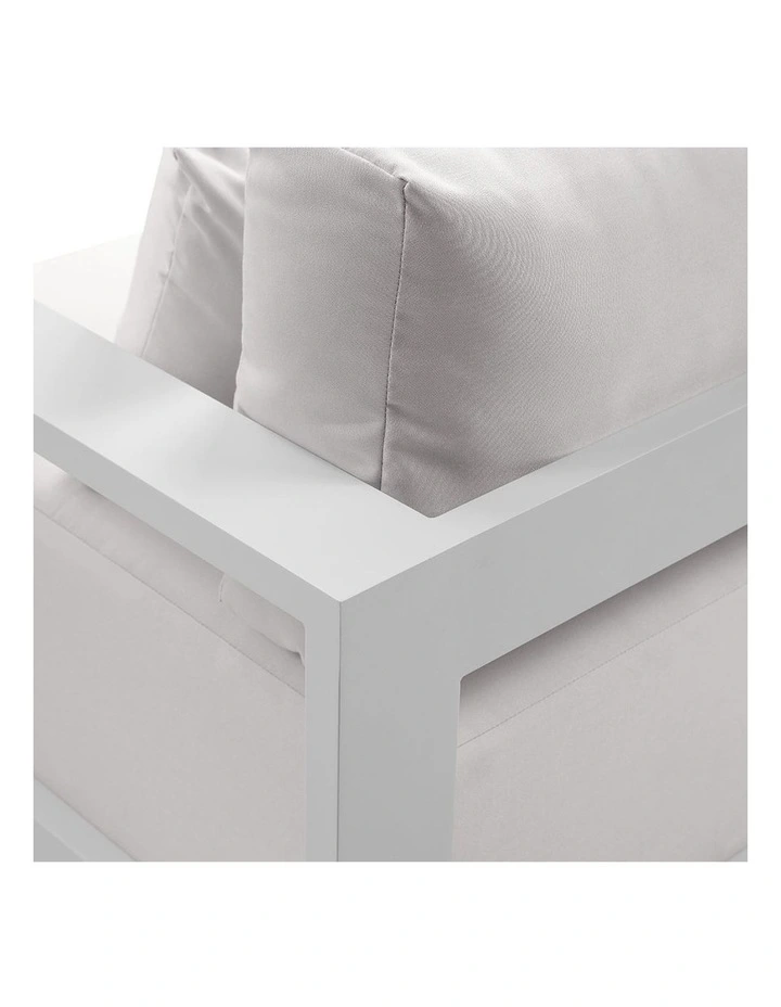 2 Seater Outdoor Aluminium Lounge in White with Sunbrella Canvas Cushions image 4