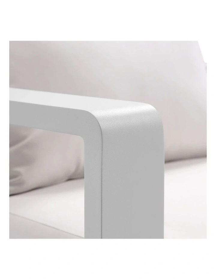 2 Seater Outdoor Aluminium Lounge in White with Sunbrella Canvas Cushions image 6