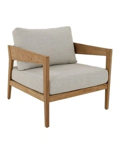 Caledonia 1 Seater Outdoor Teak Timber Lounge Oatmeal