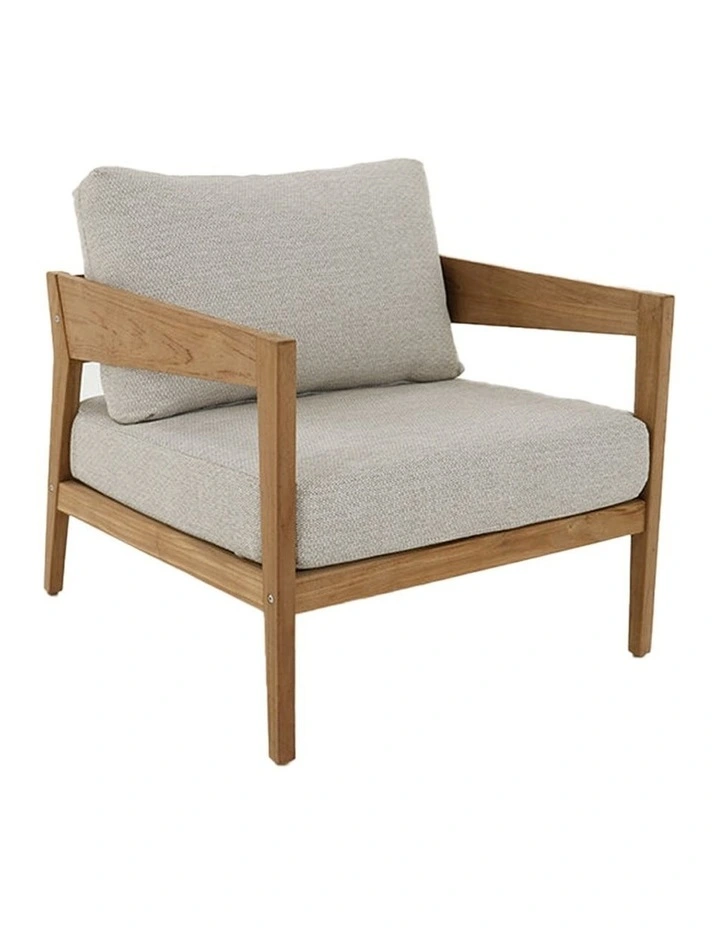 Caledonia 1 Seater Outdoor Teak Timber Lounge Oatmeal image 1