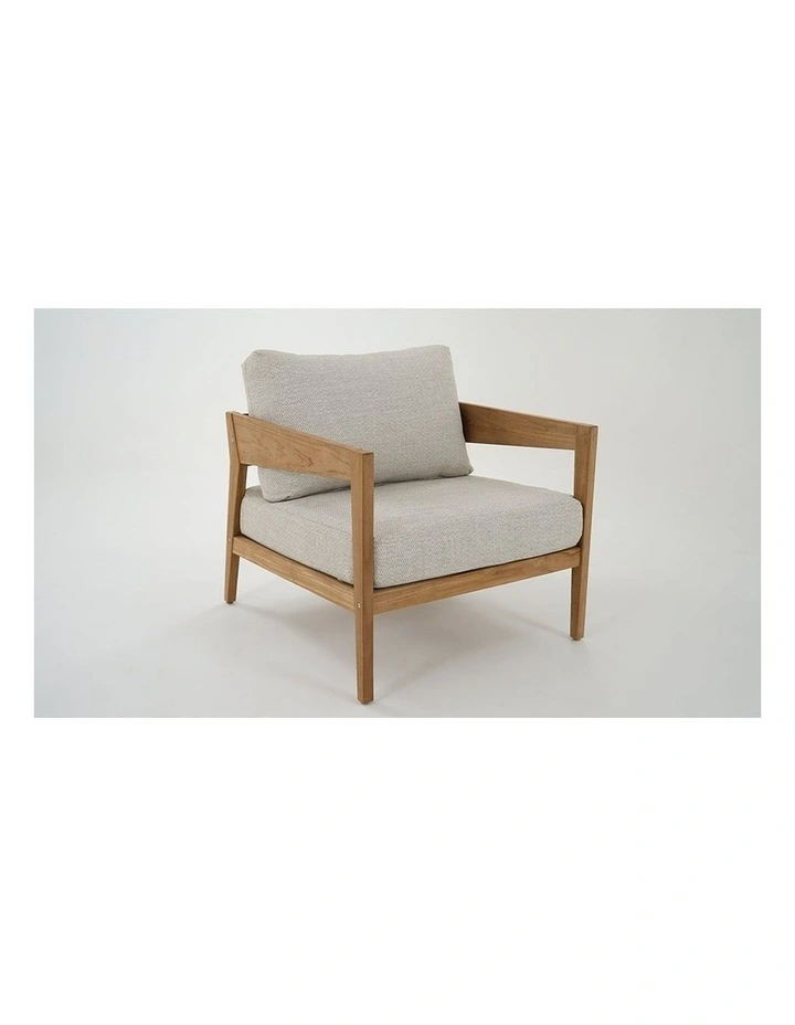Caledonia 1 Seater Outdoor Teak Timber Lounge Oatmeal image 2