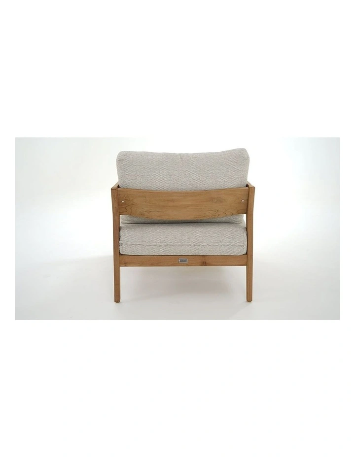 Caledonia 1 Seater Outdoor Teak Timber Lounge Oatmeal image 3