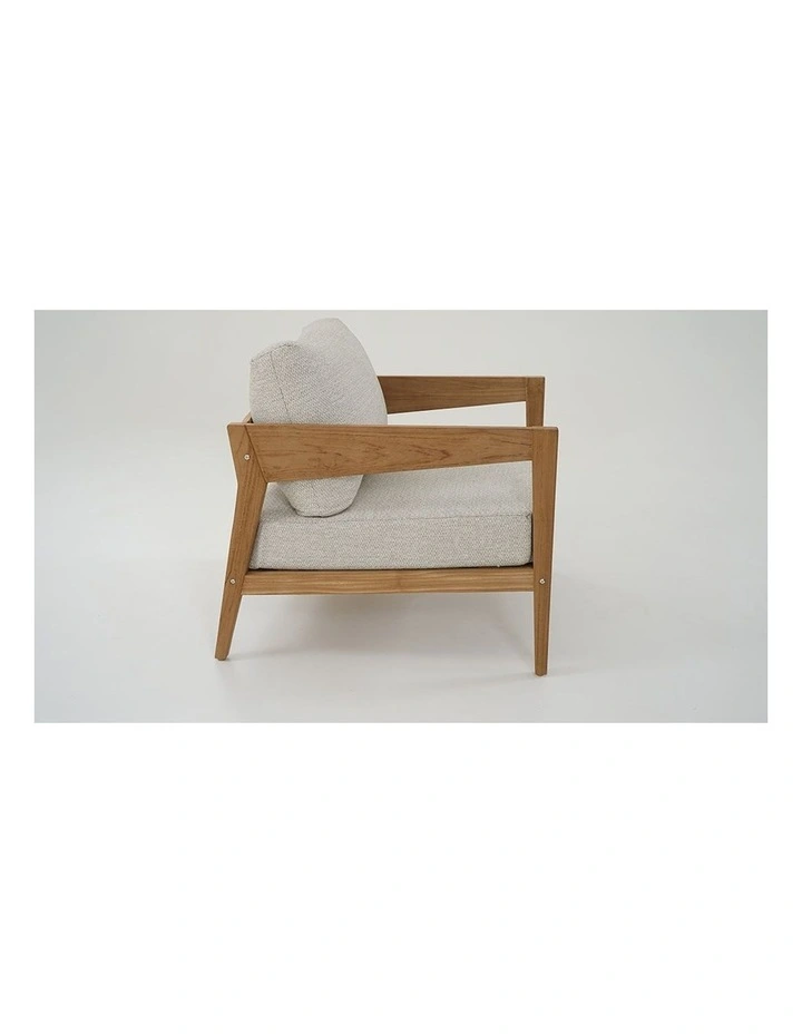 Caledonia 1 Seater Outdoor Teak Timber Lounge Oatmeal image 4