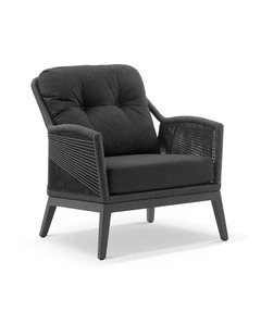 Hugo 1 Seater Outdoor Aluminium and Rope Lounge Chair Charcoal & Carbon Grey Rope/Denim Cushions