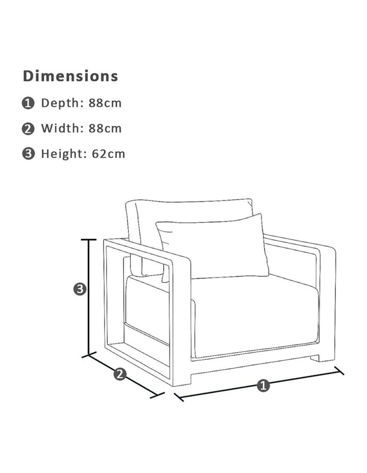 Whitehaven 1 Seater Outdoor Aluminium Lounge Armchair in White with Olefin Cushions in Sandstone image 6