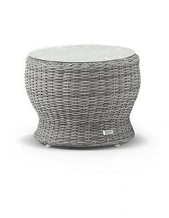 Newport Outdoor Wicker Round Side Table Brushed Grey