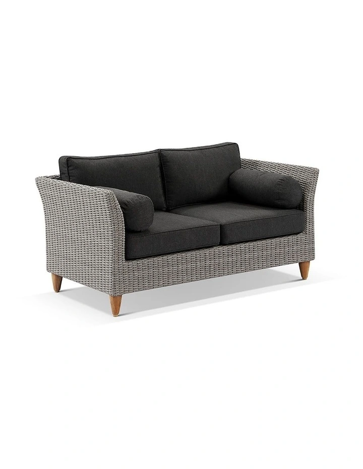 Carolina 3 2 1 1 Seater Outdoor Wicker Lounge Brushed Grey With Coffee Table & Denim Cushions image 4