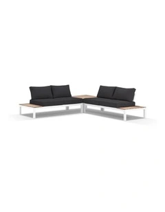Nova Package B Outdoor Aluminium Modular Corner Lounge White & Denim Grey Cushions