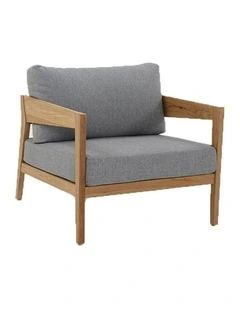 Caledonia 1 Seater Outdoor Teak Timber Lounge Steel Grey