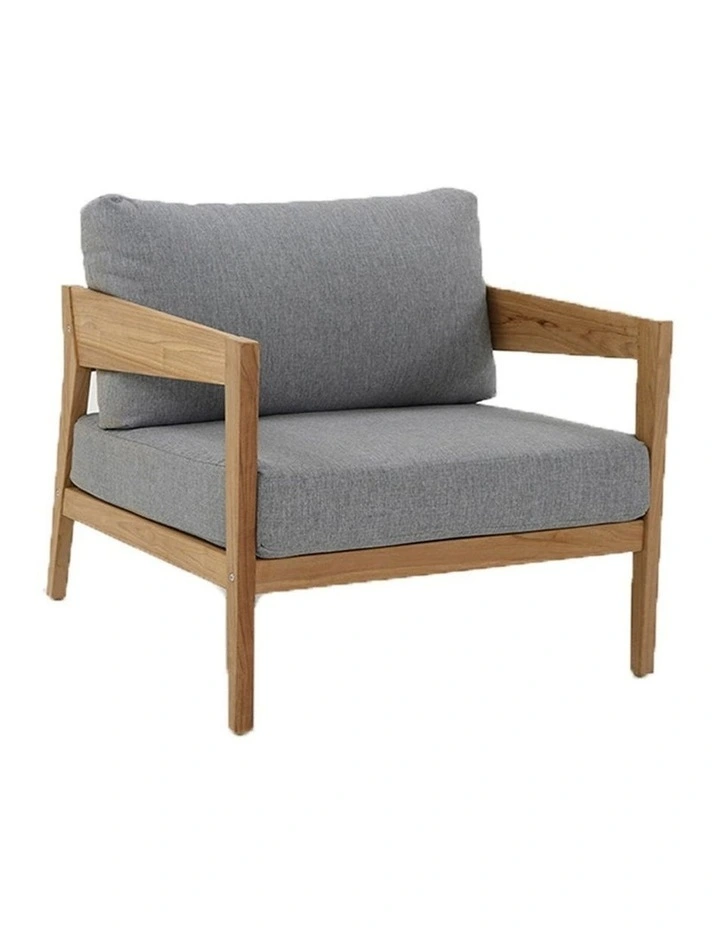 Caledonia 1 Seater Outdoor Teak Timber Lounge Steel Grey image 1