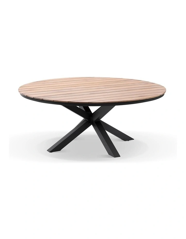 Tuscany 1.8m Aluminium/Teak Dining Table Charcoal With 8 Malawi Style Chairs & Denim Grey Cushions image 3