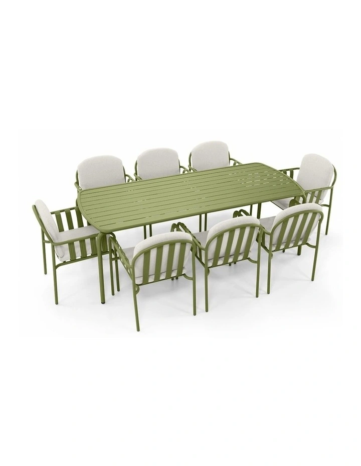 Mornington Outdoor 2.2m Rectangle Dining Setting with 8x Chairs Seagrass image 3