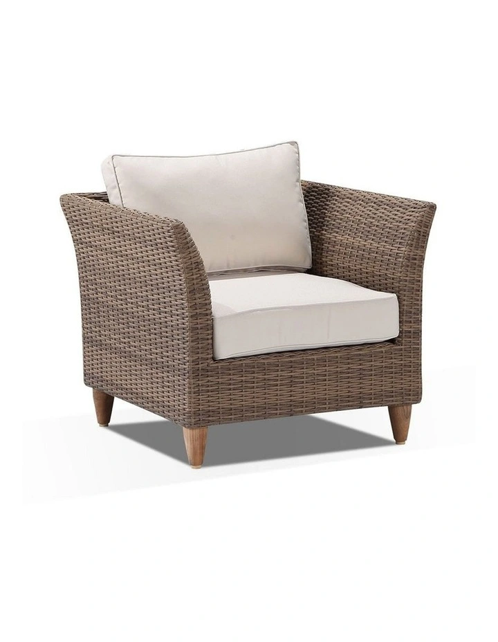 Carolina 3 2 1 Outdoor Wicker Lounge Setting Brushed Wheat With coffee table & Cream Cushions image 3