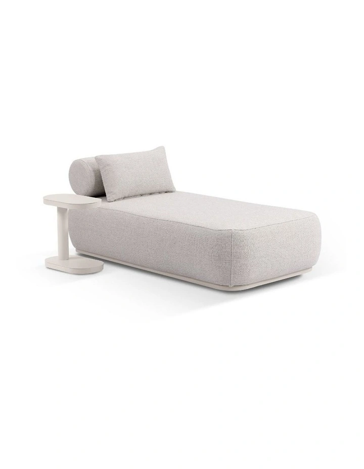 Norfolk Outdoor Aluminium Single Sun Lounge Light Dune With Side Table & Sandstone Cushions image 1