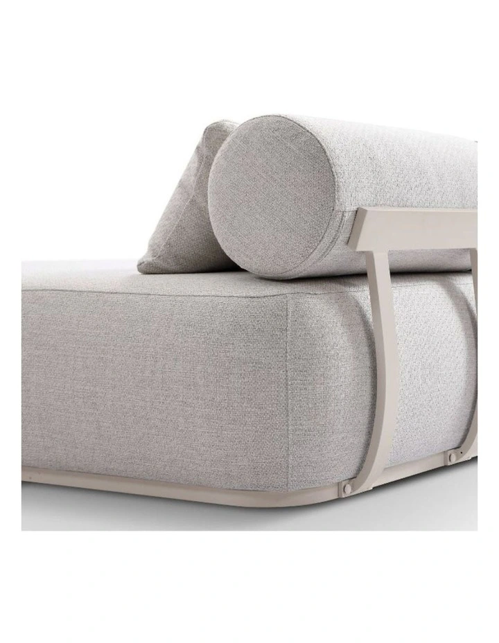Norfolk Outdoor Aluminium Single Sun Lounge Light Dune With Side Table & Sandstone Cushions image 2