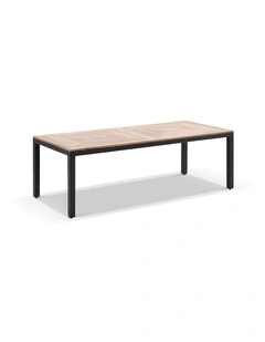 Sahara 8 Rectangle Outdoor Teak Timber and Wicker Dining Table Charcoal
