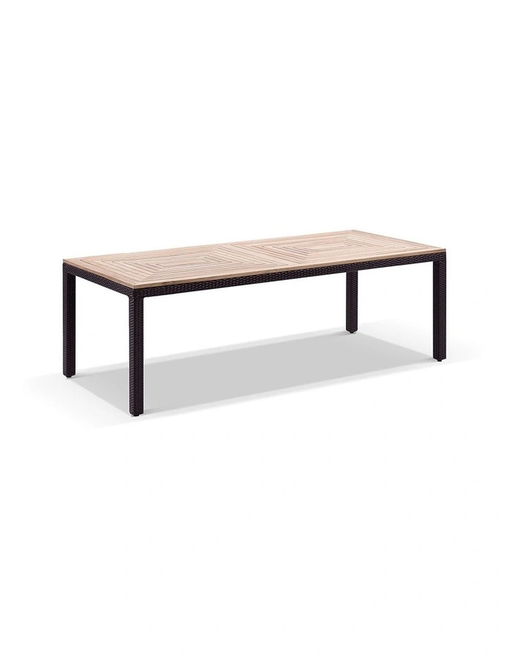 Sahara 8 Rectangle Outdoor Teak Timber and Wicker Dining Table Charcoal image 2
