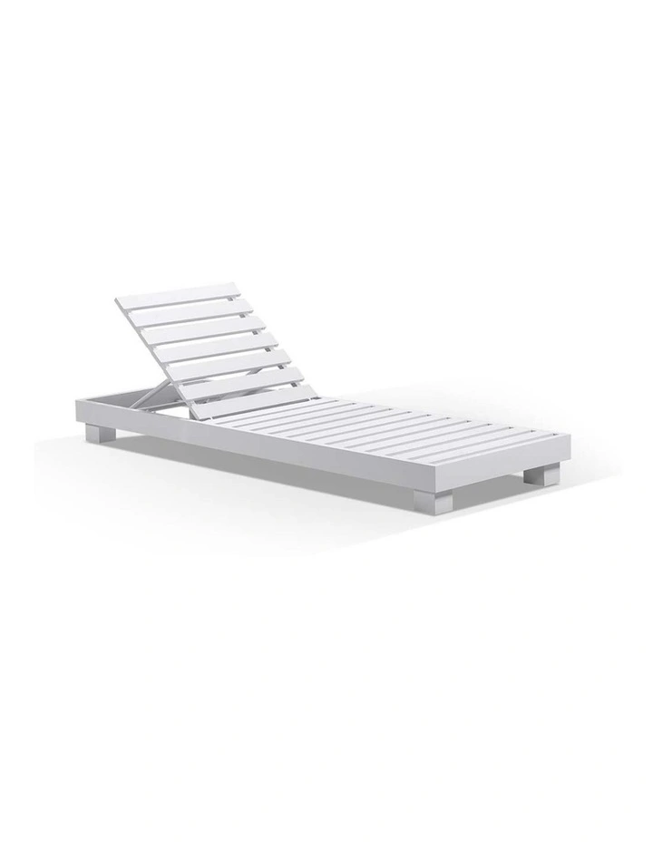 Santorini Aluminium Sun Lounge Set White With Round Table & Textured Olefin Grey Cushions image 4
