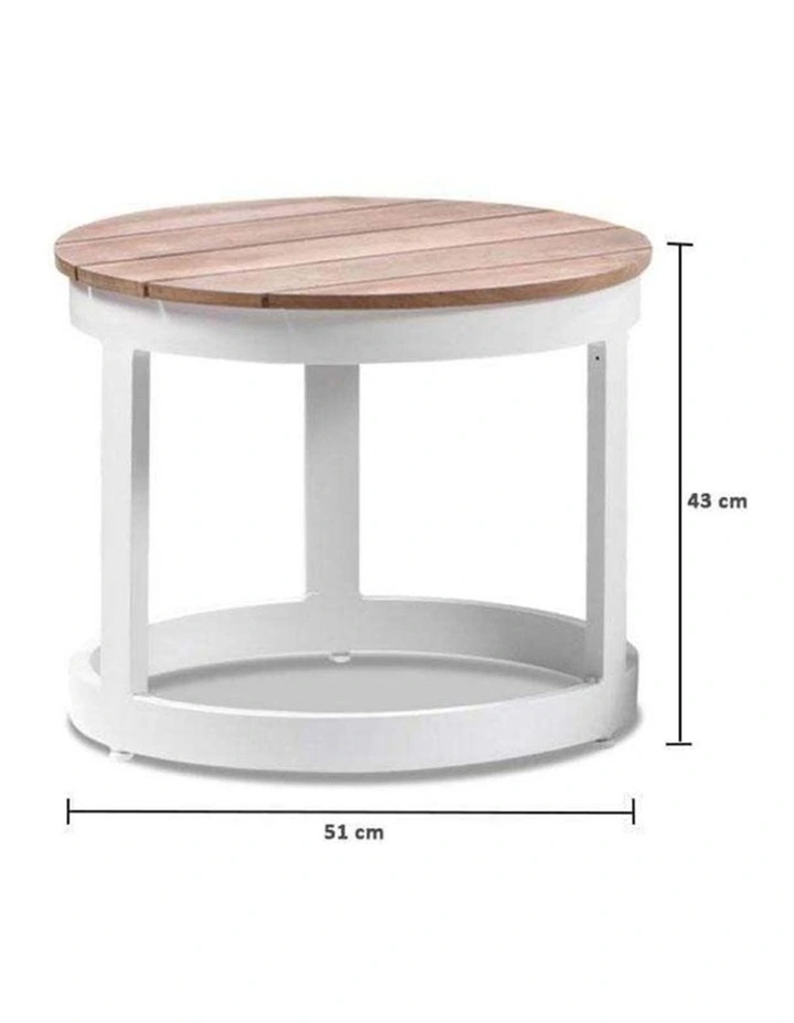Santorini Aluminium Sun Lounge Set White With Round Table & Textured Olefin Grey Cushions image 6