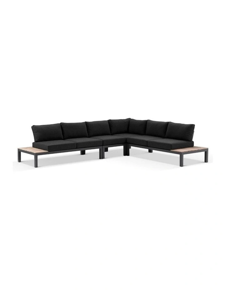 Nova Package C Outdoor Aluminium Modular Corner Lounge Charcoal & Denim Grey Cushions image 2