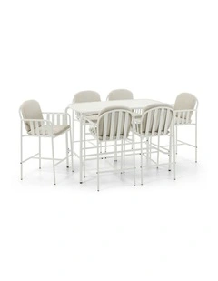 Mornington Outdoor 1.5m Bar Setting with 6x Stools White