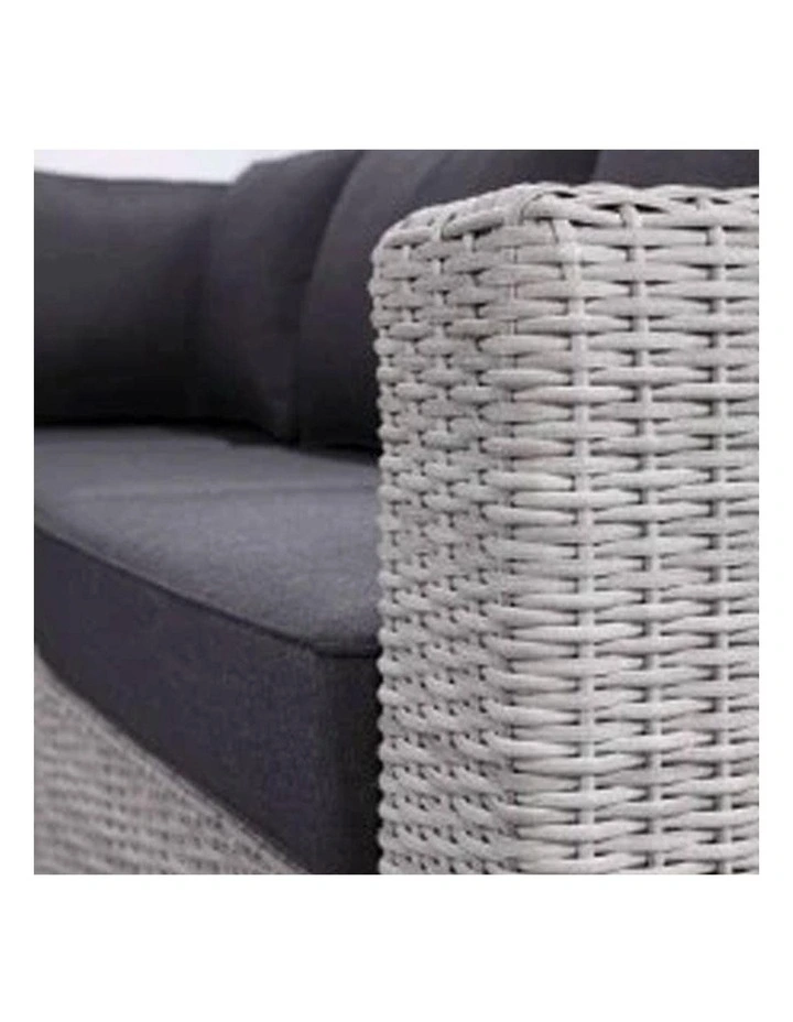 Milano Outdoor Chaise Lounge Brushed Grey With built in Corner Table & Denim Cushions image 4