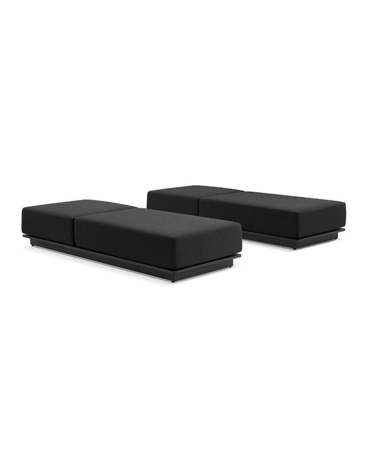 Whitehaven Outdoor Aluminium Single Sun lounge Set Charcoal & Denim Cushions image 2