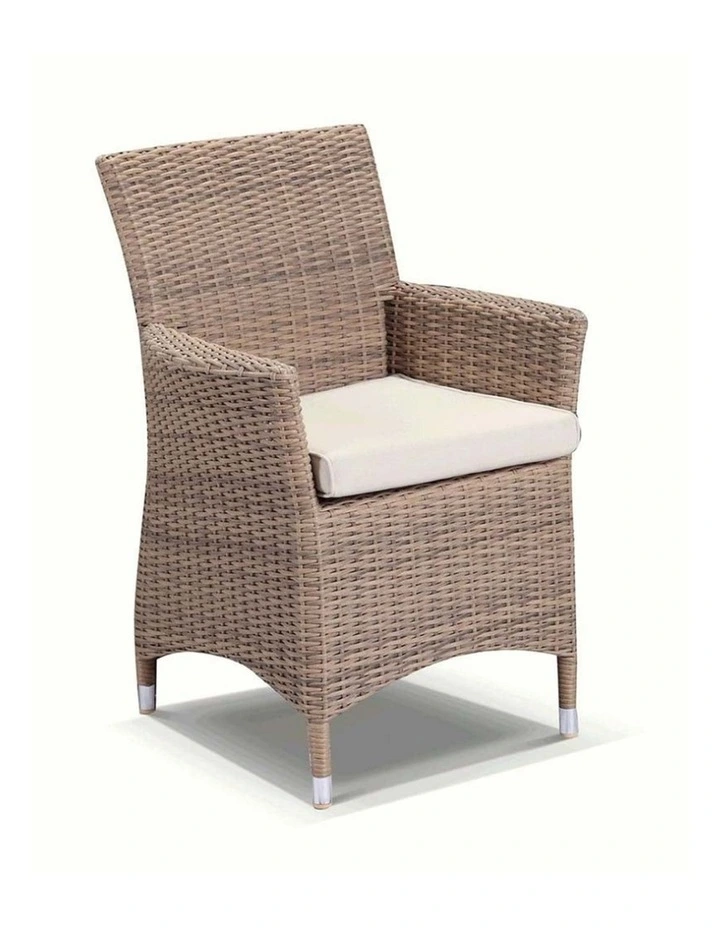 Sahara 10 Seat Outdoor Teak and Wicker Dining Setting Brushed Wheat & Cream Cushions image 2