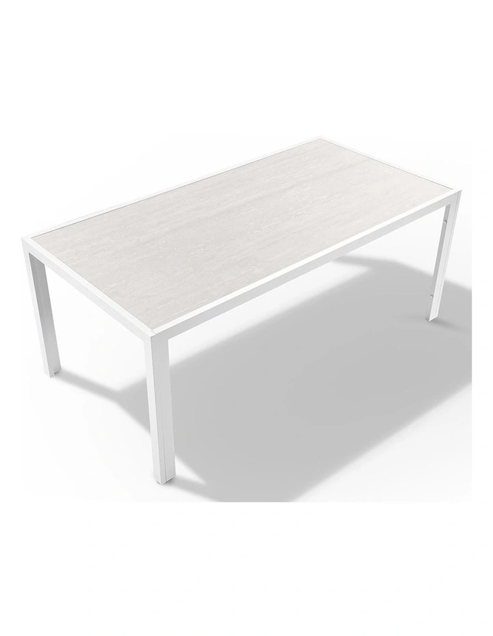 Alpine Outdoor Aluminium & Ceramic Table with 6 Finley Rope Stackable Chairs Frost White image 3