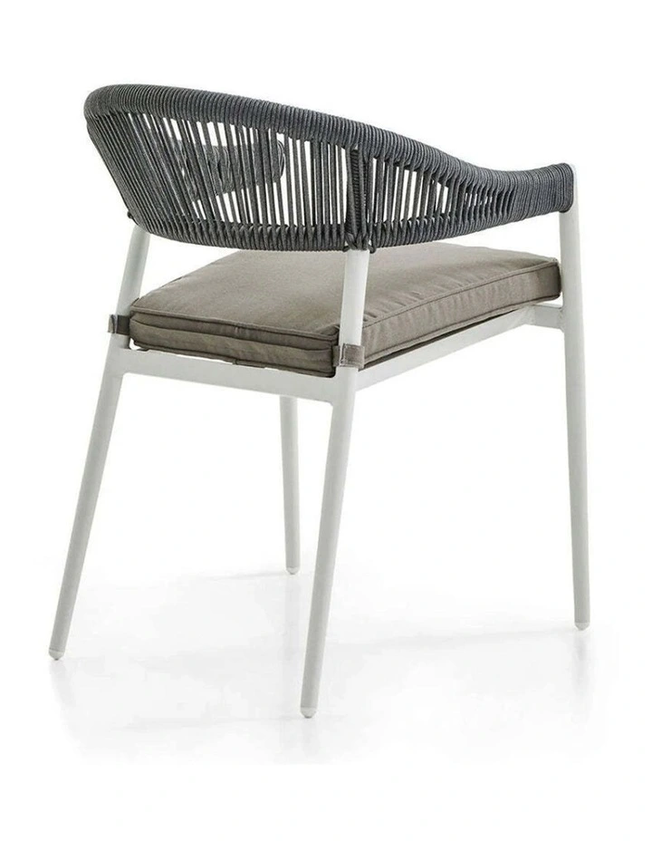 Alpine Outdoor Aluminium & Ceramic Table with 6 Finley Rope Stackable Chairs Frost White image 6