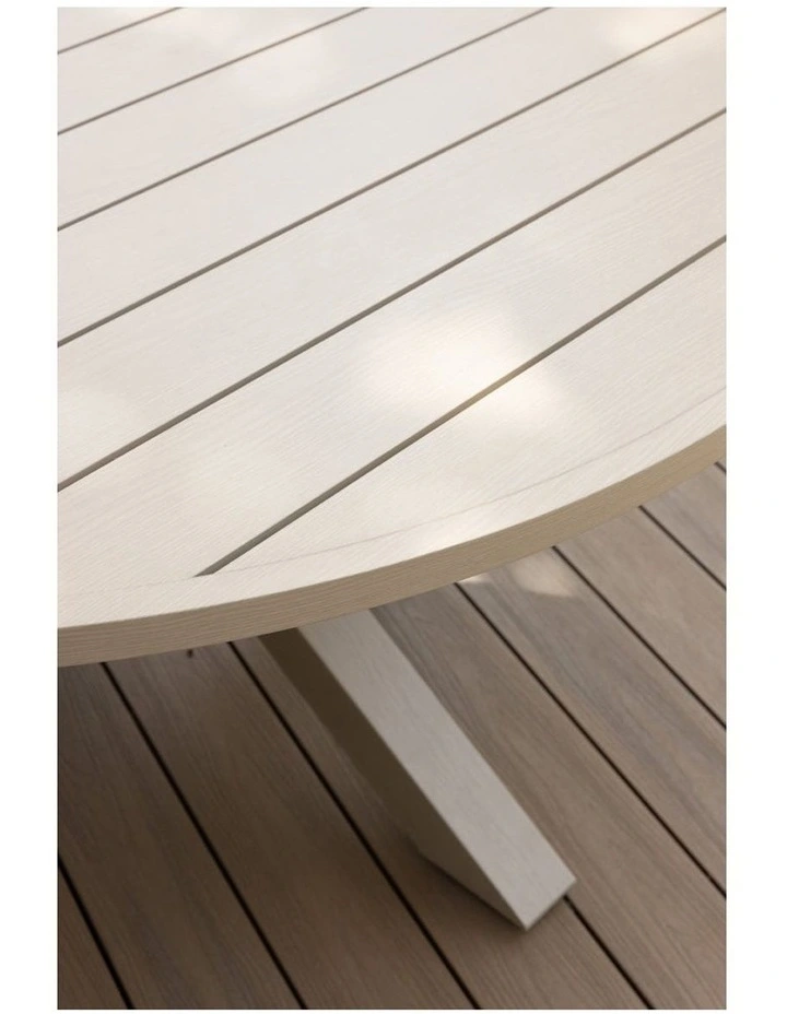 Houston Outdoor 1.8m Aluminium Dining Setting White With 8 Hugo Chairs & Cream Rope/Cream Cushions image 5