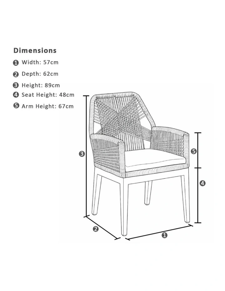 Houston Outdoor 1.8m Aluminium Dining Setting White With 8 Hugo Chairs & Cream Rope/Cream Cushions image 7