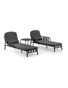 Mornington Outdoor Aluminium Sun Lounge Set with Side Table Midnight