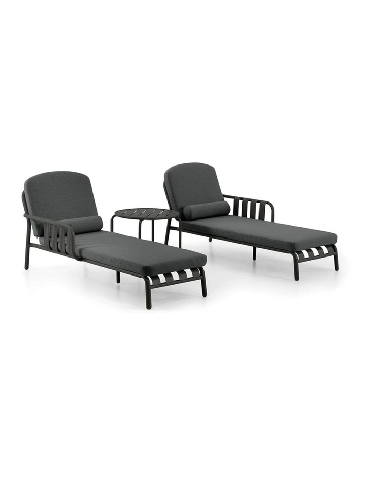 Mornington Outdoor Aluminium Sun Lounge Set with Side Table Midnight image 1