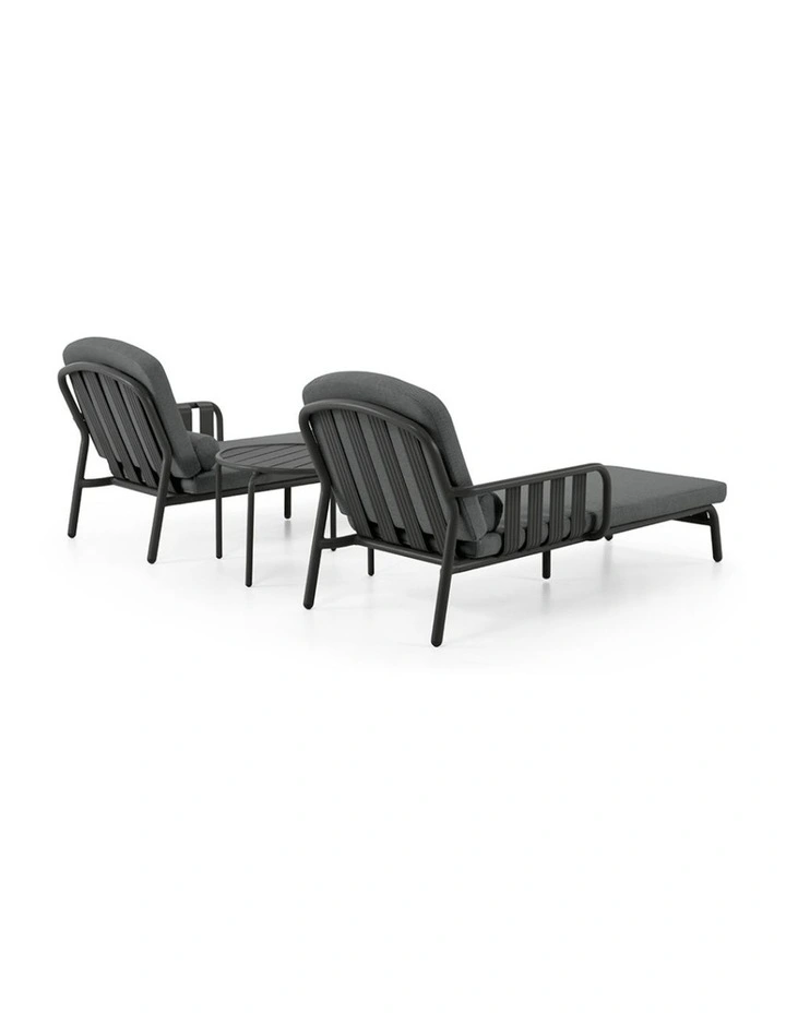 Mornington Outdoor Aluminium Sun Lounge Set with Side Table Midnight image 2