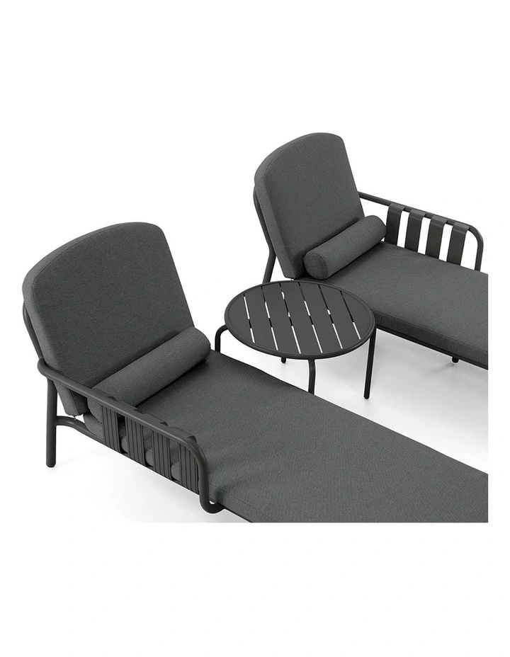 Mornington Outdoor Aluminium Sun Lounge Set with Side Table Midnight image 4
