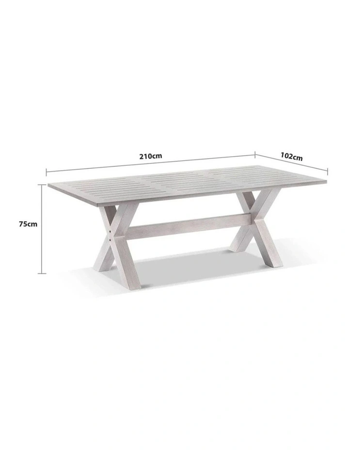 Aged Teak look Tahitian 2.1m Aluminium Dining Table image 3
