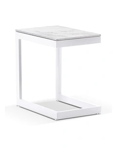Hugo Outdoor Ceramic and Aluminium Side Table White