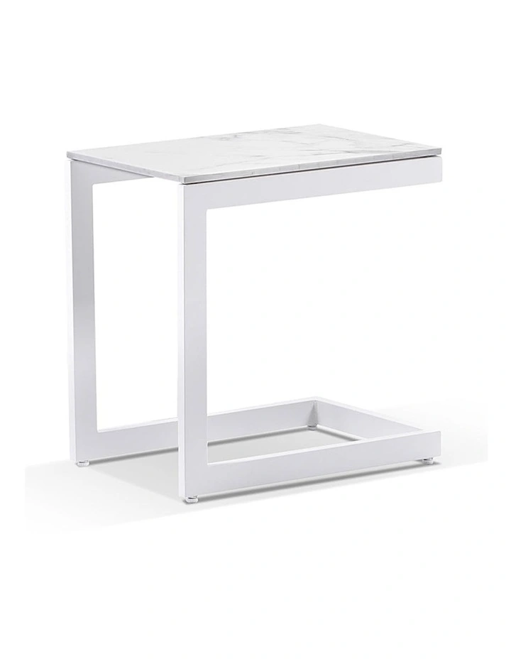 Hugo Outdoor Ceramic and Aluminium Side Table White image 2