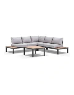 Nova Package A Outdoor Aluminium Modular Corner Lounge Charcoal & Textured Olefin Grey Cushions
