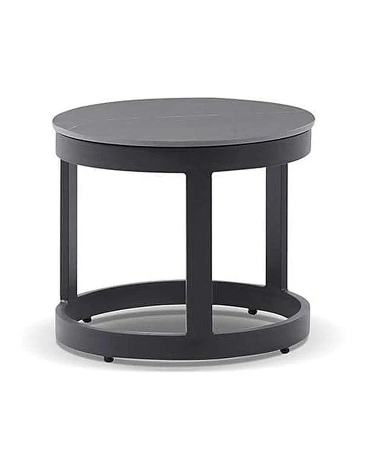 Hugo Outdoor Round Ceramic and Aluminium Side Table Charcoal image 1