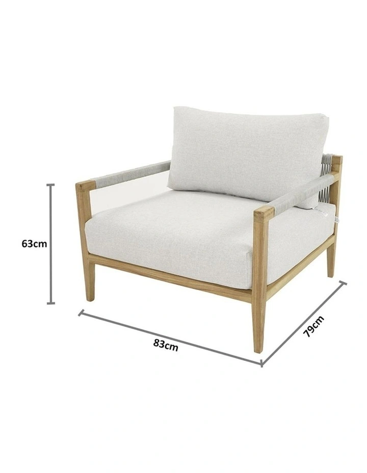 Allora 1 Seater Timber and Rope Armchair Lounge image 2