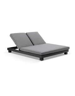 Santorini Aluminium Double Sun Lounge Charcoal & Sunbrella Cast Slate Cushions