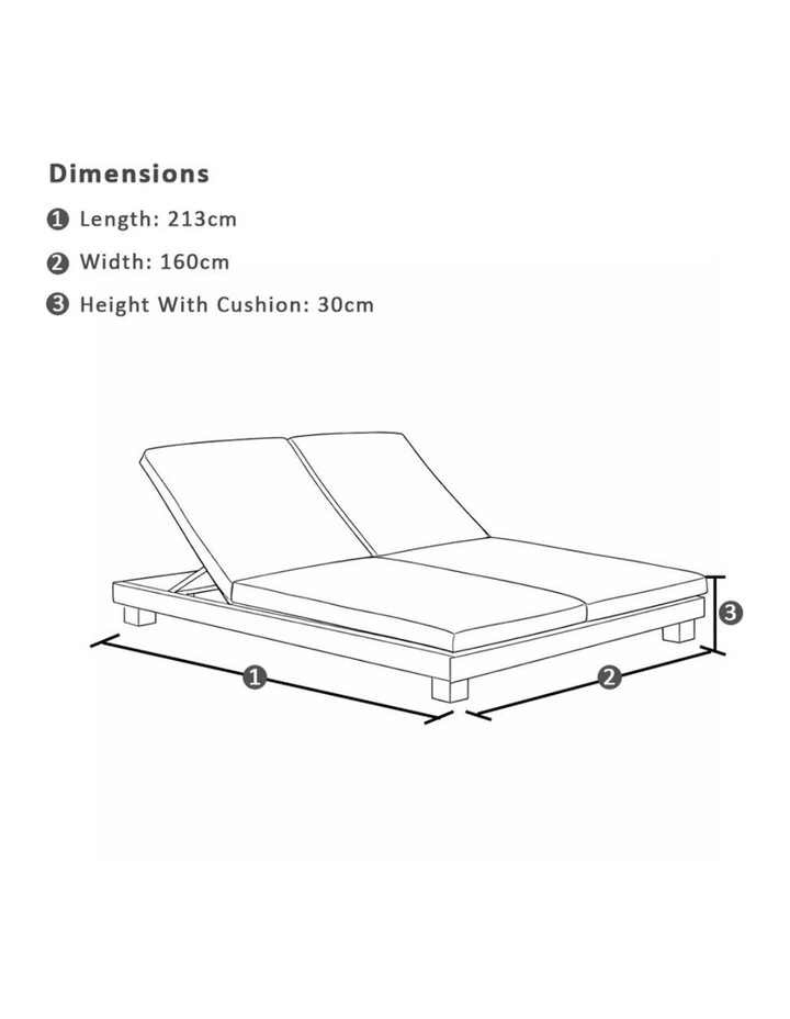 Santorini Aluminium Double Sun Lounge Charcoal & Sunbrella Cast Slate Cushions image 2